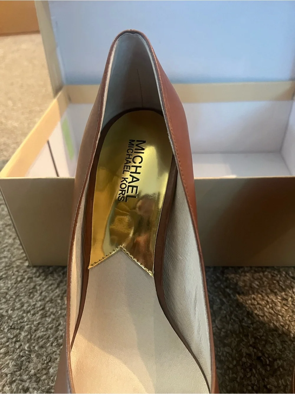 Michael Kors Brown Leather Platform Pumps | Size 10